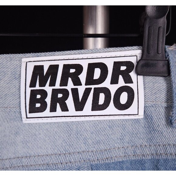 Who Decides War by MRDR BRVDO Unified Embroidered Jeans 30 Mens Blue $675 - Picture 8 of 16